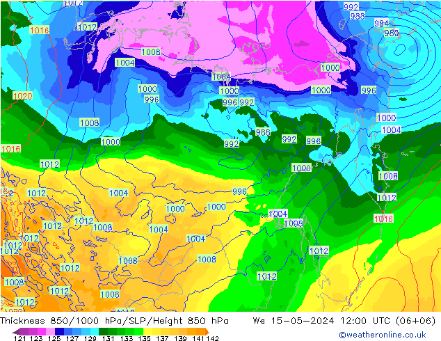 Thck 850-1000 hPa ECMWF St 15.05.2024 12 UTC