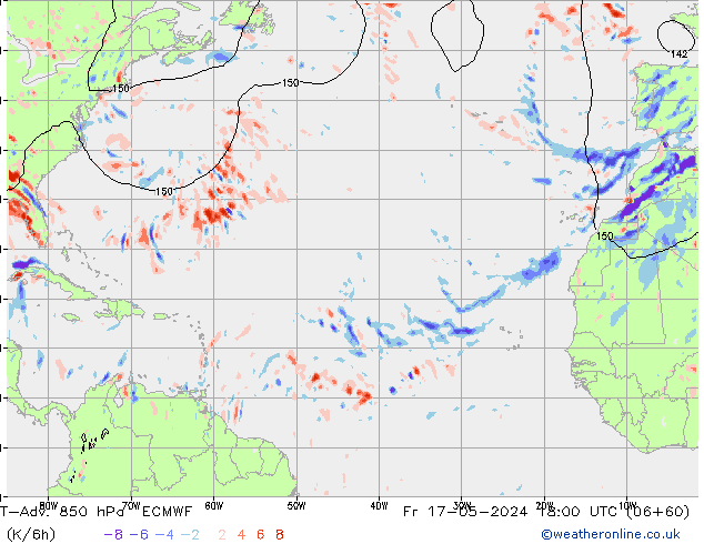 T-Adv. 850 hPa ECMWF Cu 17.05.2024 18 UTC