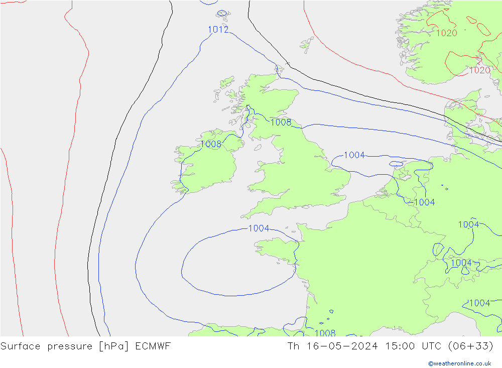 приземное давление ECMWF чт 16.05.2024 15 UTC