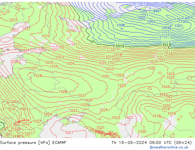 Yer basıncı ECMWF Per 16.05.2024 06 UTC