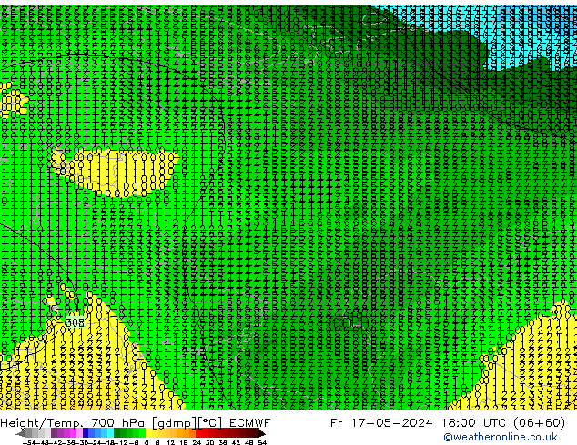 Yükseklik/Sıc. 700 hPa ECMWF Cu 17.05.2024 18 UTC