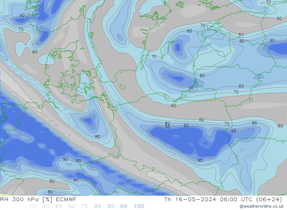 RH 300 hPa ECMWF Do 16.05.2024 06 UTC