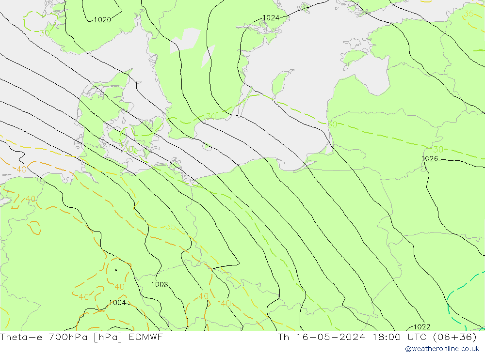 Theta-e 700гПа ECMWF чт 16.05.2024 18 UTC