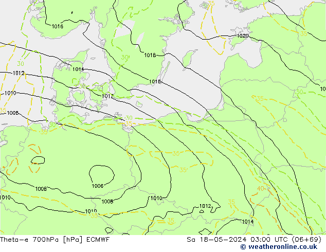 Theta-e 700hPa ECMWF za 18.05.2024 03 UTC