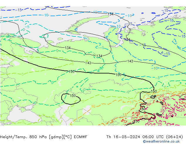 Z500/Rain (+SLP)/Z850 ECMWF Čt 16.05.2024 06 UTC