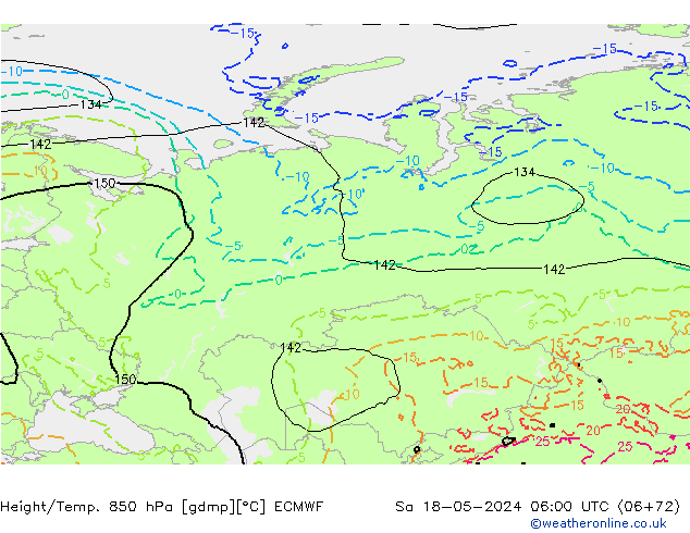 Z500/Yağmur (+YB)/Z850 ECMWF Cts 18.05.2024 06 UTC