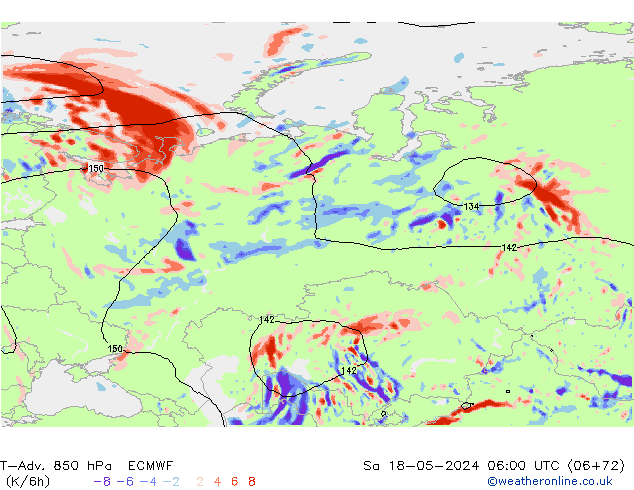 T-Adv. 850 hPa ECMWF  18.05.2024 06 UTC