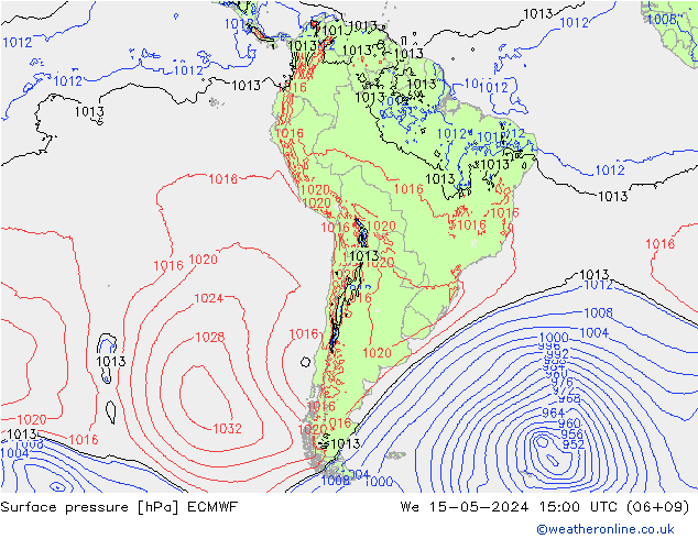 Surface pressure ECMWF We 15.05.2024 15 UTC