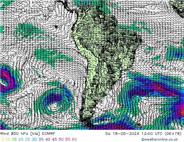 Wind 850 hPa ECMWF Sa 18.05.2024 12 UTC