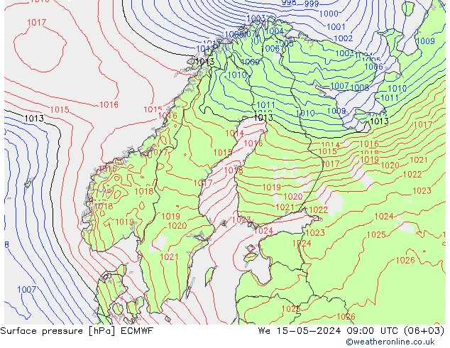 地面气压 ECMWF 星期三 15.05.2024 09 UTC