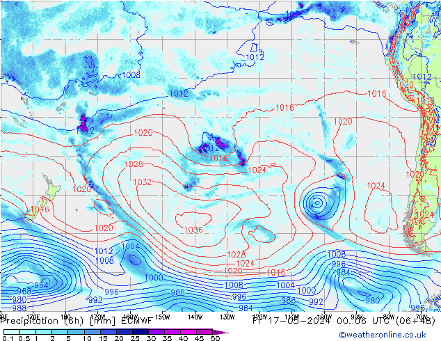 Precipitation (6h) ECMWF Fr 17.05.2024 06 UTC