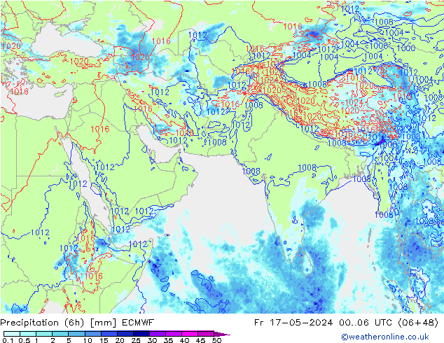 Yağış (6h) ECMWF Cu 17.05.2024 06 UTC