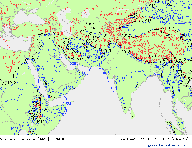 pressão do solo ECMWF Qui 16.05.2024 15 UTC