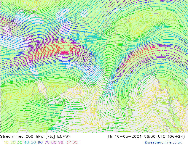 风 200 hPa ECMWF 星期四 16.05.2024 06 UTC