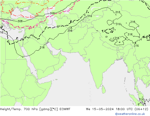 Height/Temp. 700 hPa ECMWF 星期三 15.05.2024 18 UTC