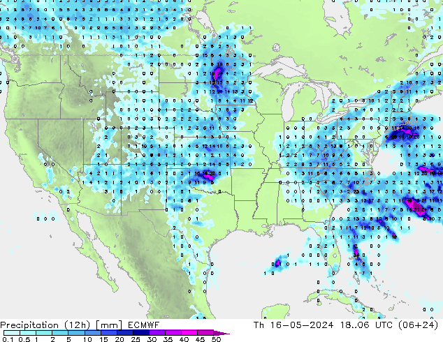 Yağış (12h) ECMWF Per 16.05.2024 06 UTC