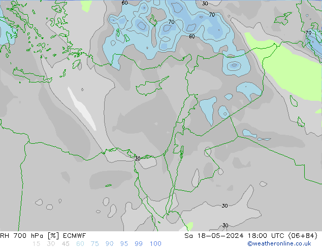 RH 700 hPa ECMWF Sa 18.05.2024 18 UTC