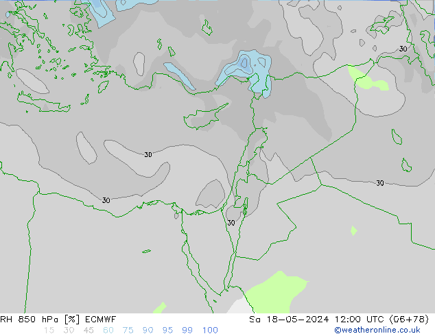 RH 850 hPa ECMWF Sa 18.05.2024 12 UTC