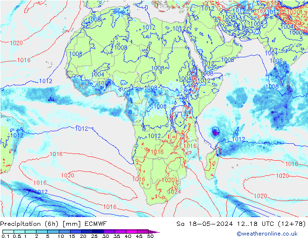 Z500/Rain (+SLP)/Z850 ECMWF сб 18.05.2024 18 UTC