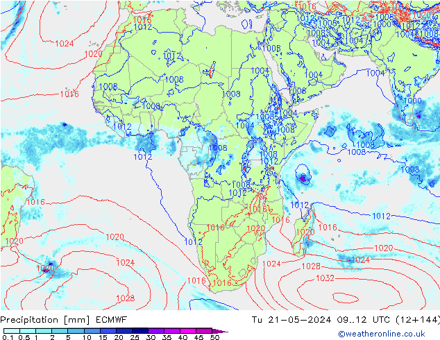 precipitação ECMWF Ter 21.05.2024 12 UTC