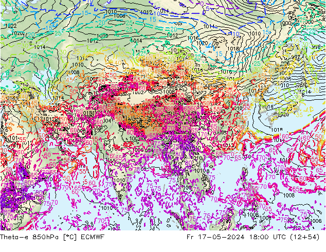 Theta-e 850hPa ECMWF vr 17.05.2024 18 UTC