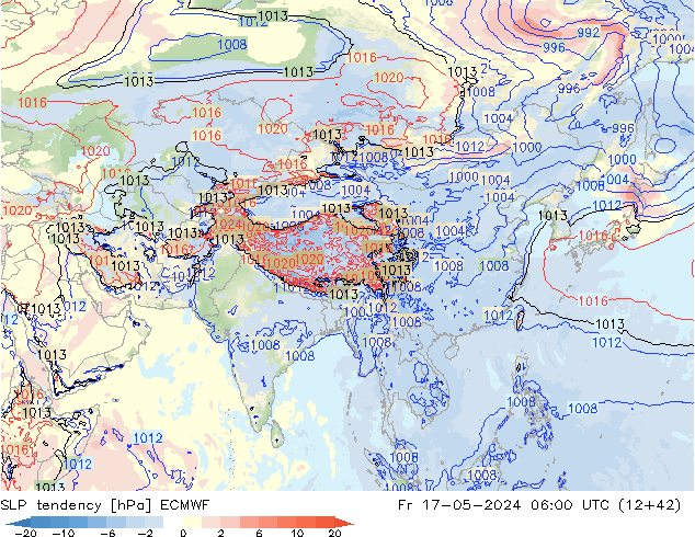 Druktendens (+/-) ECMWF vr 17.05.2024 06 UTC