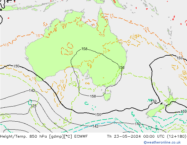 Height/Temp. 850 hPa ECMWF Qui 23.05.2024 00 UTC