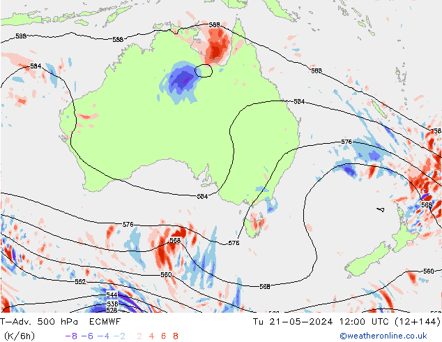 T-Adv. 500 hPa ECMWF di 21.05.2024 12 UTC