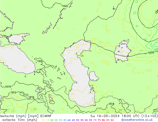 Izotacha (mph) ECMWF nie. 19.05.2024 18 UTC