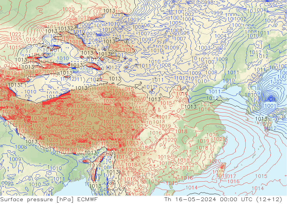 地面气压 ECMWF 星期四 16.05.2024 00 UTC