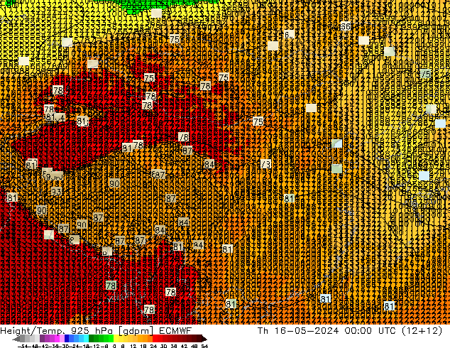 Height/Temp. 925 hPa ECMWF 星期四 16.05.2024 00 UTC