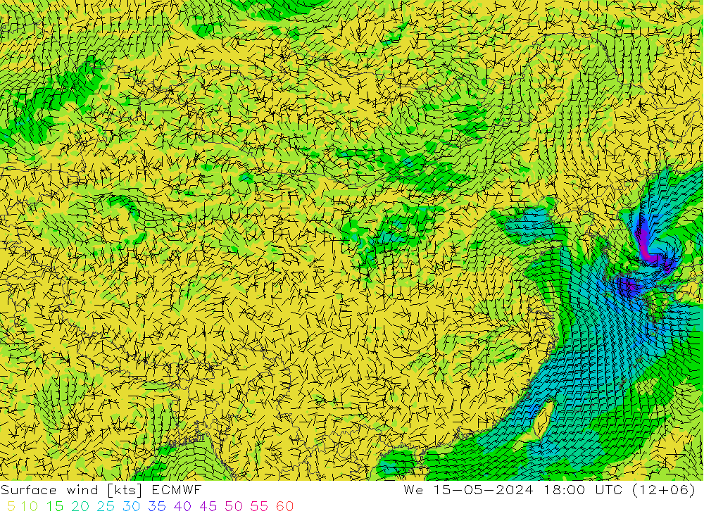 风 10 米 ECMWF 星期三 15.05.2024 18 UTC