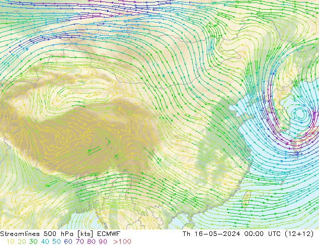 风 500 hPa ECMWF 星期四 16.05.2024 00 UTC