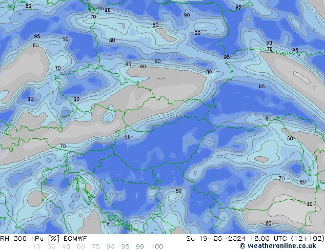 RH 300 hPa ECMWF  19.05.2024 18 UTC