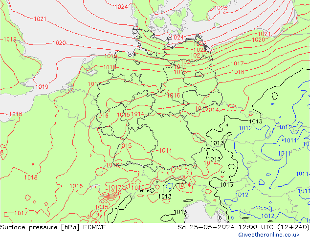 Surface pressure ECMWF Sa 25.05.2024 12 UTC