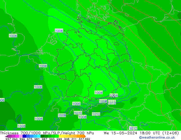 Thck 700-1000 hPa ECMWF 星期三 15.05.2024 18 UTC