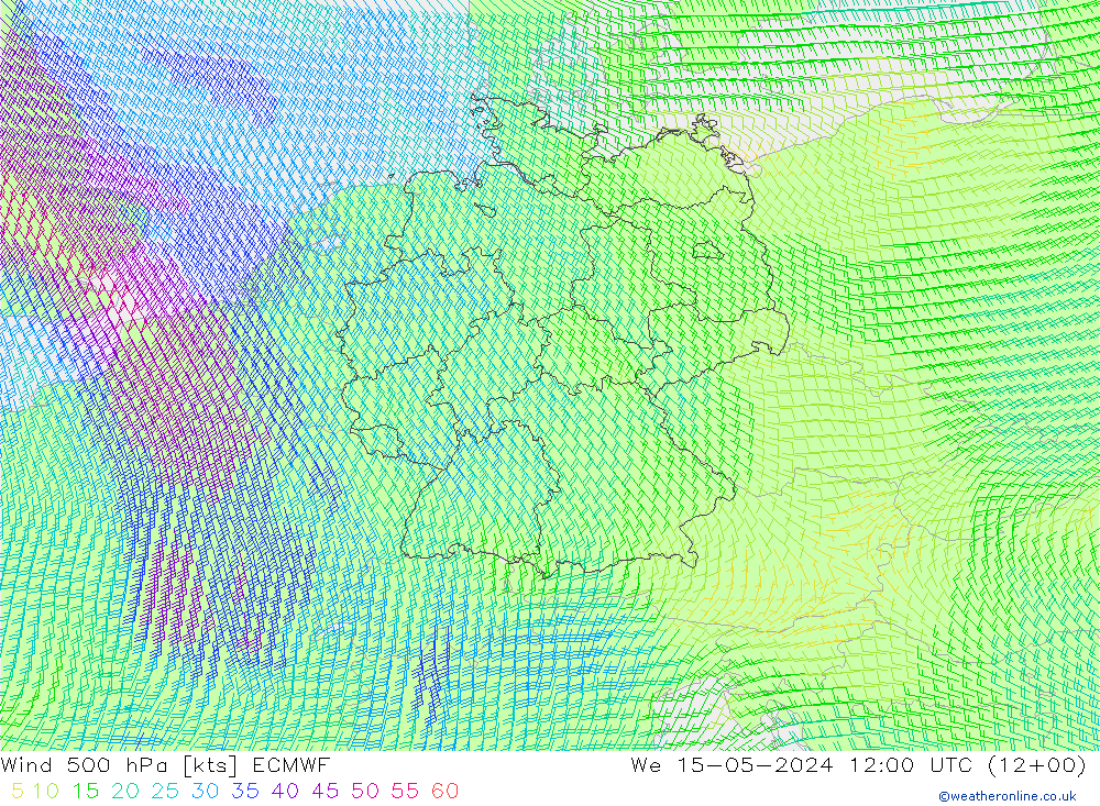 Rüzgar 500 hPa ECMWF Çar 15.05.2024 12 UTC