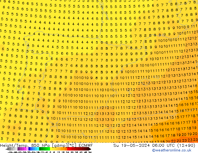 Z500/Rain (+SLP)/Z850 ECMWF Вс 19.05.2024 06 UTC