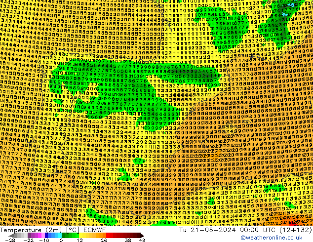 Temperature (2m) ECMWF Tu 21.05.2024 00 UTC