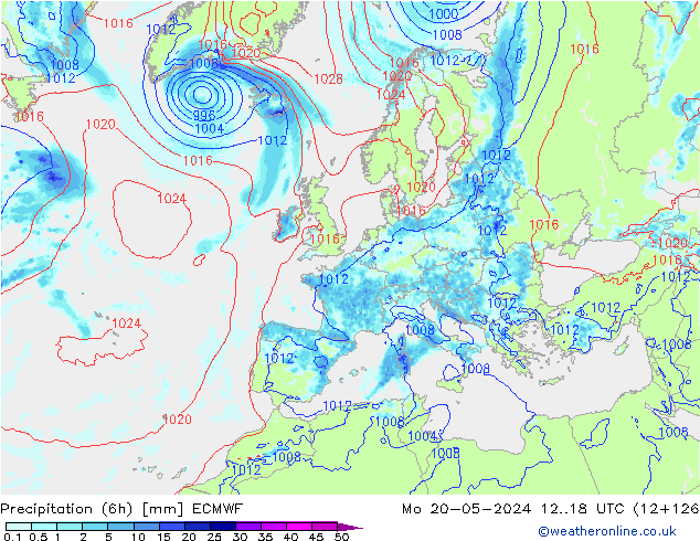 Z500/Rain (+SLP)/Z850 ECMWF lun 20.05.2024 18 UTC