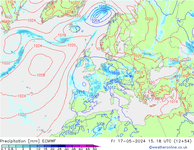 Niederschlag ECMWF Fr 17.05.2024 18 UTC