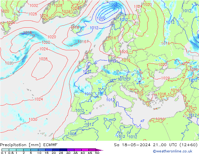 Neerslag ECMWF za 18.05.2024 00 UTC