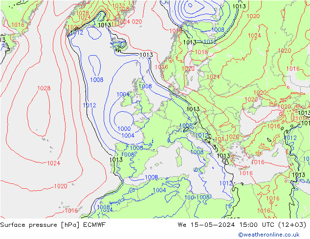 地面气压 ECMWF 星期三 15.05.2024 15 UTC
