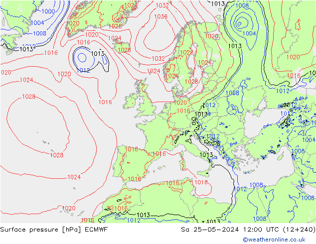 Pressione al suolo ECMWF sab 25.05.2024 12 UTC