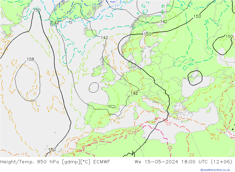 Height/Temp. 850 гПа ECMWF ср 15.05.2024 18 UTC