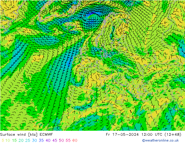 Surface wind ECMWF Fr 17.05.2024 12 UTC