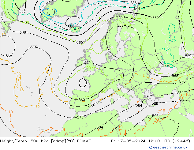 Z500/Rain (+SLP)/Z850 ECMWF ven 17.05.2024 12 UTC