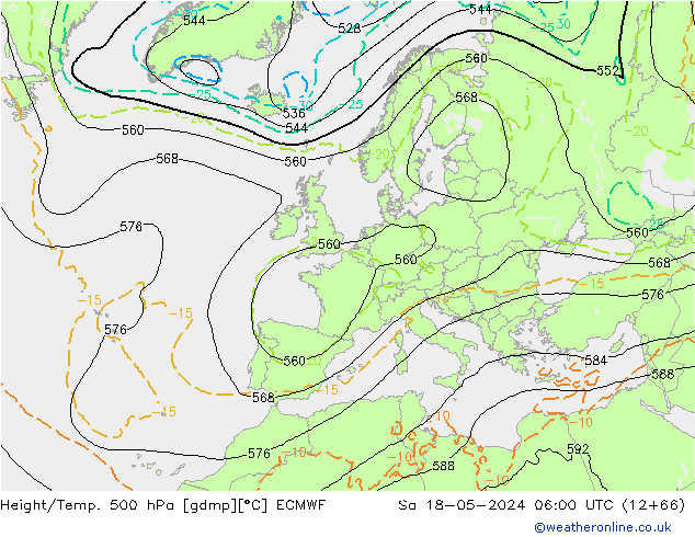 Z500/Rain (+SLP)/Z850 ECMWF Sáb 18.05.2024 06 UTC