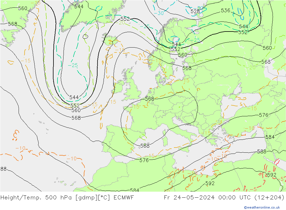 Z500/Rain (+SLP)/Z850 ECMWF пт 24.05.2024 00 UTC