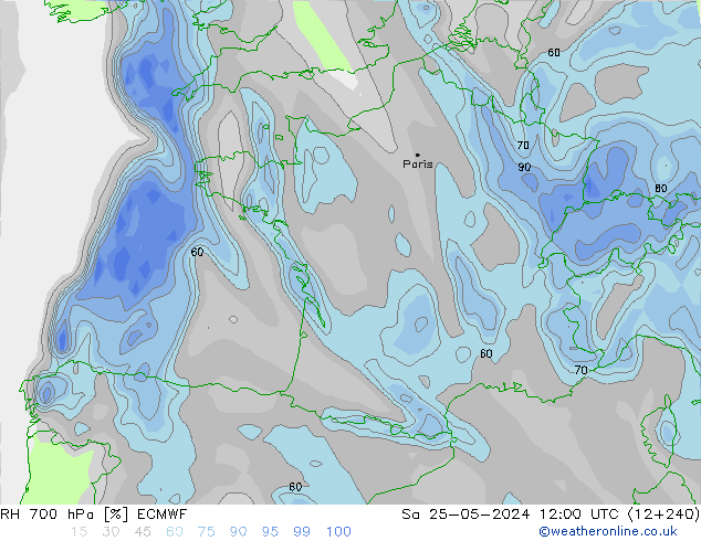 RV 700 hPa ECMWF za 25.05.2024 12 UTC